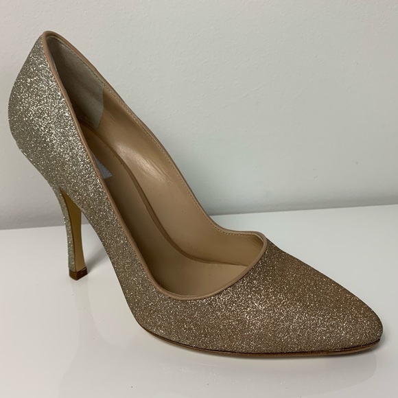 NEW MAXMARA ZELIG Glitter  Gold Pumps Shoes - Picture 1 of 8